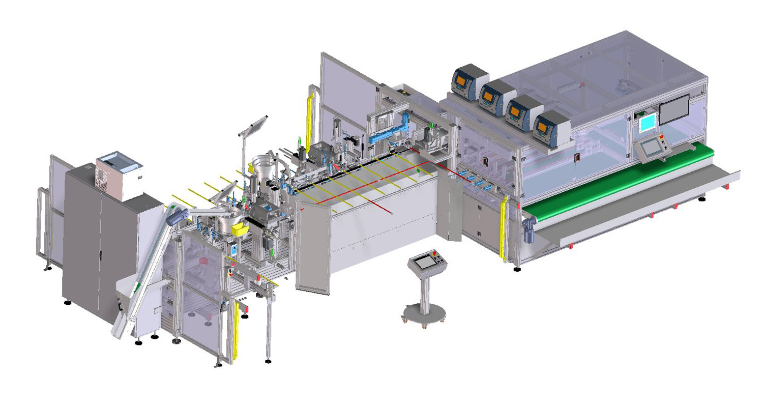 Linea assemblaggio Banco Automatico di Prova Tenuta per Tubi Flessibili Linea assemblaggio Banco Automatico di Prova Tenuta per Tubi Flessibili