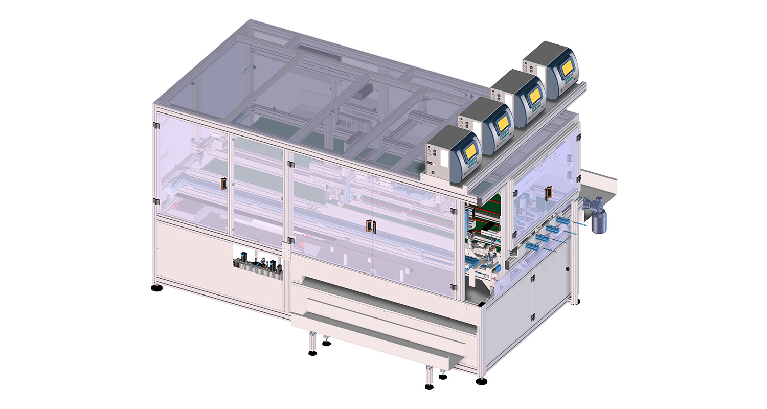Rendering Banco Automatico di Prova Tenuta per Tubi Flessibili Rendering Banco Automatico di Prova Tenuta per Tubi Flessibili